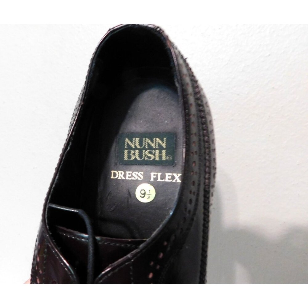 Nunn Bush Dress Flex Leather Oxford Shoes Mens Size 9.5 Dark Brown Wing Tip - Picture 11 of 14